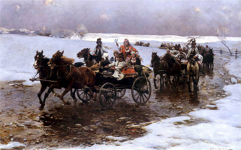 《克拉科夫婚禮》，阿爾弗雷德·威勒許 - 科瓦爾斯基畫，1878年1876-年，私人收藏